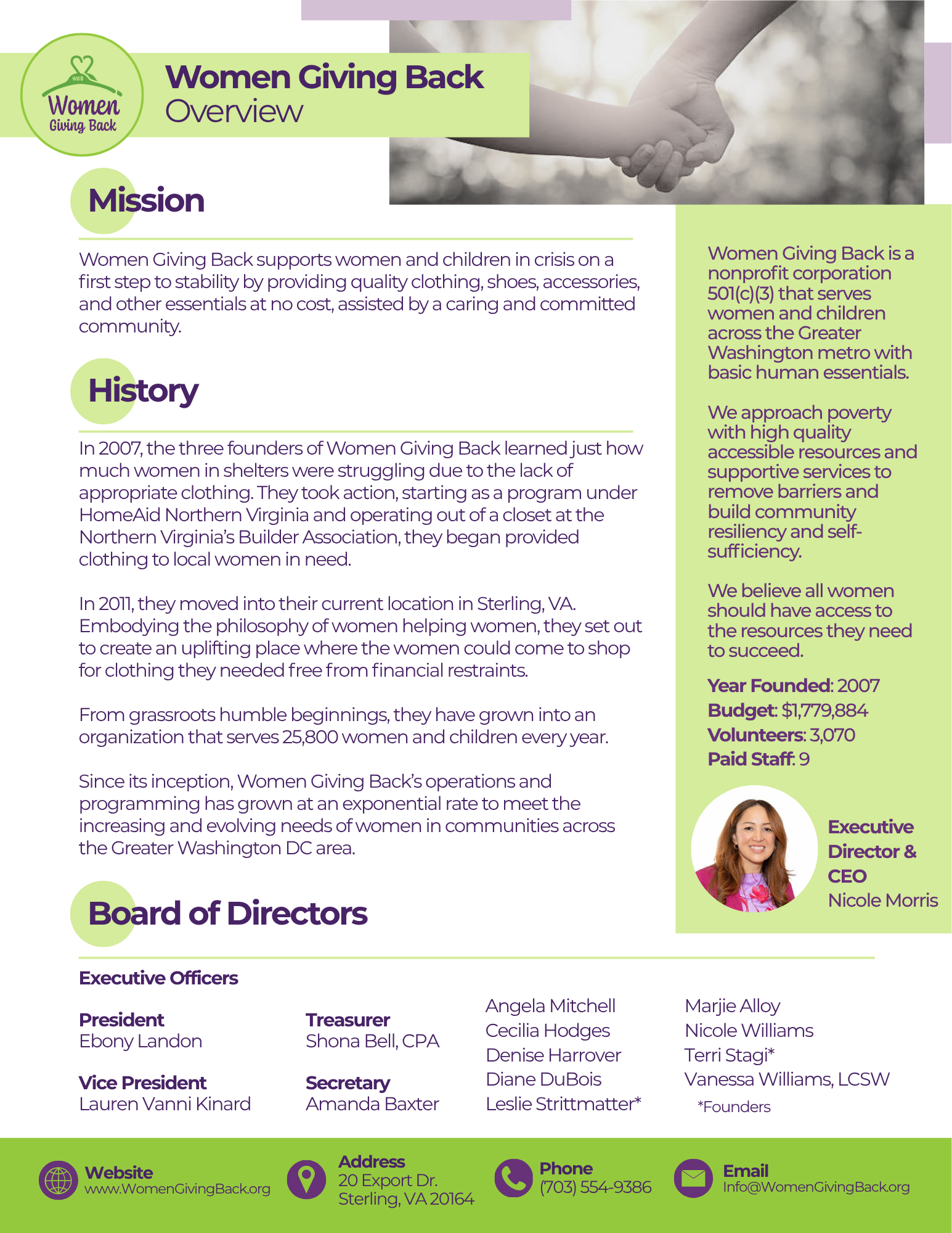 Women Giving Back Overview
